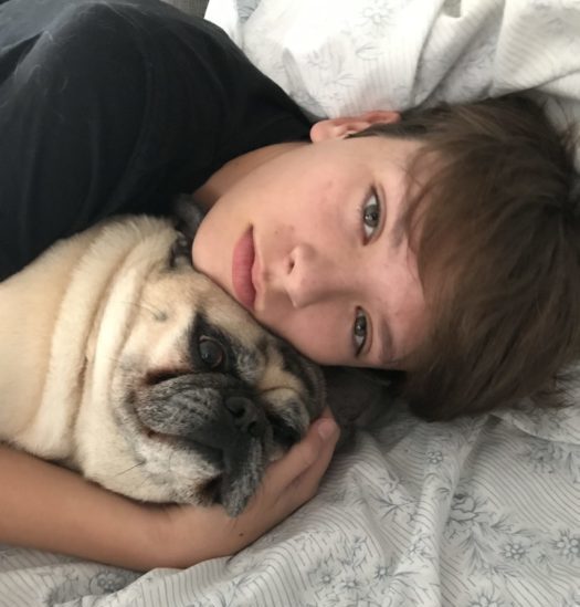 Evan and our pug Max